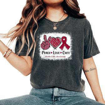 In September We Wear Burgundy Rainbow Sickle Cell Awareness Women's Oversized Comfort T-Shirt | Mazezy