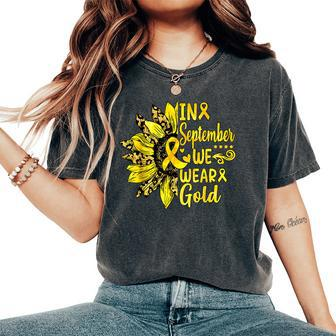 In September We Wear Gold Sunflower Childhood Cancer Women's Oversized Comfort T-Shirt - Monsterry UK