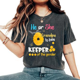 He Or She Grandpa To Bee Keeper Of The Gender Reveal Women's Oversized Comfort T-Shirt | Mazezy