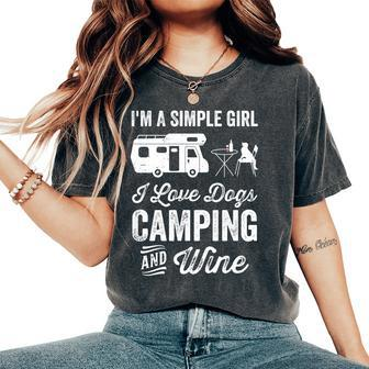Im A Simple Girl Love Dogs Camping And Wine Camper Women's Oversized Comfort T-shirt | Mazezy