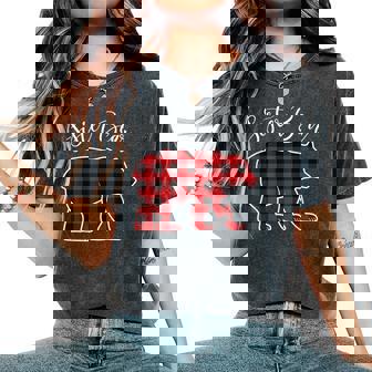 Sister Bear Pajama Red Buffalo Xmas Family Christmas Women's Oversized Comfort T-Shirt - Thegiftio