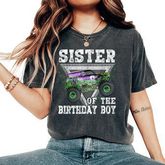 Sister Of The Birthday Boy Monster Truck Birthday Family Women's Oversized Comfort T-Shirt - Thegiftio UK