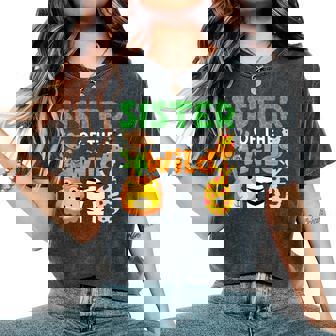 Sister Of The Wild One Zoo Theme Bday Safari Jungle Animals Women's Oversized Comfort T-Shirt - Thegiftio