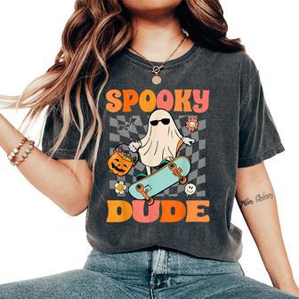 Skateboard Boo Spooky Jack O Lantern Halloween Costumes Boys Women Oversized Print Comfort T-shirt - Thegiftio UK