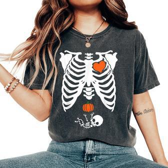 Skeleton Pregnancy Baby X-Ray Halloween Pregnant Mom Women's Oversized Comfort T-Shirt - Monsterry
