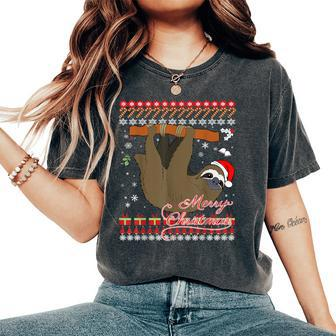 Sloth Love Sloth Lover Ugly Christmas Sweater Women's Oversized Comfort T-Shirt - Monsterry