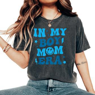 Smile Face In My Boy Mom Era Groovy Mom Of Boys Women's Oversized Comfort T-Shirt | Mazezy