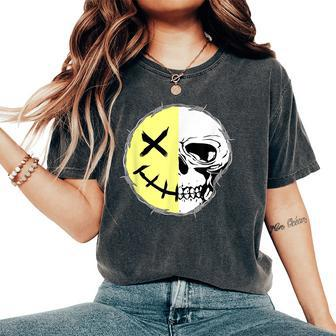 Smile Skull Skeleton Face Skull Women Oversized Print Comfort T-shirt | Mazezy