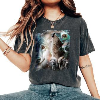 Space Wolves Wolf Howling At Moon Women's Oversized Comfort T-Shirt - Thegiftio UK