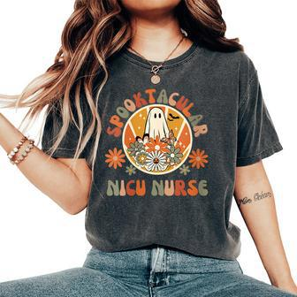 Spooktacular Nicu Nurse Neonatal Icu Nurse Halloween Fall Women's Oversized Comfort T-Shirt | Mazezy
