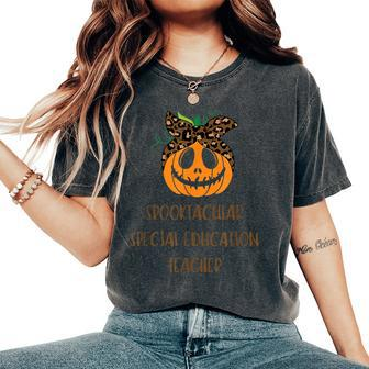 Spooktacular Special Education Teacher Cute Smiling Pumpkin Women's Oversized Comfort T-Shirt | Mazezy