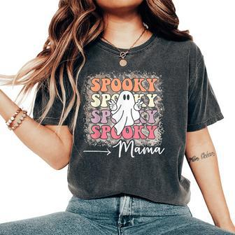 Spooky Mama Mom Halloween Ghost Witch Bat Women's Oversized Comfort T-Shirt | Mazezy