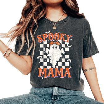 Spooky Mama Mom Cute Ghost Retro Spooky Season Halloween Women's Oversized Comfort T-Shirt - Seseable