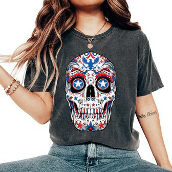 Sugar Skull 4Th Of July T Boys Fourth Usa Women's Oversized Comfort T-Shirt | Mazezy