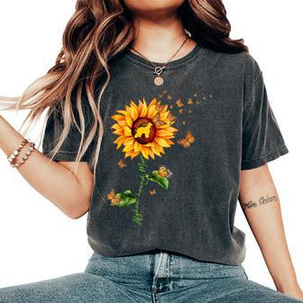 Sunflower Afghan Hound Mom Dog Lover Women's Oversized Comfort T-shirt | Mazezy