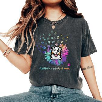 Sunflower Australian Shepherd Mom Tie Dye Dog Lover Women's Oversized Comfort T-shirt | Mazezy