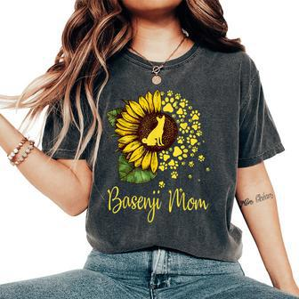 Sunflower Basenji Mom Dog Lover Women's Oversized Comfort T-shirt | Mazezy