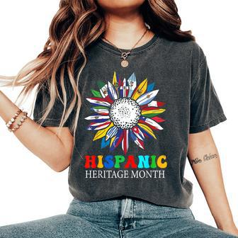Sunflower Latin Countries Flags Hispanic Heritage Month Women's Oversized Comfort T-Shirt - Monsterry UK