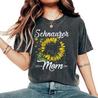 Sunflower Schnauzer Mom Dog Lover Dog Mama Women's Oversized Comfort T-shirt | Mazezy