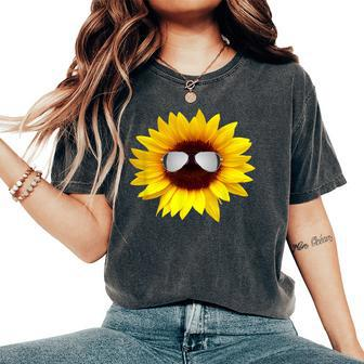 Sunflower With Shades Graphic Women's Oversized Comfort T-shirt | Mazezy