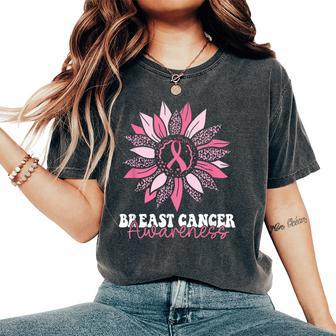 Sunflower Wear Pink Breast Cancer Awareness Warrior Women's Oversized Comfort T-Shirt - Monsterry