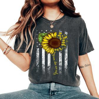 You Are My Sunshine Hippie Sunflower American Flag Women's Oversized Comfort T-shirt | Mazezy
