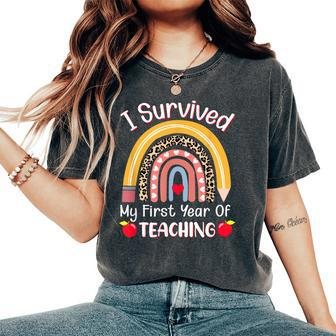 I Survived My First Year Of Teaching New Teacher Joke Women's Oversized Comfort T-shirt | Mazezy