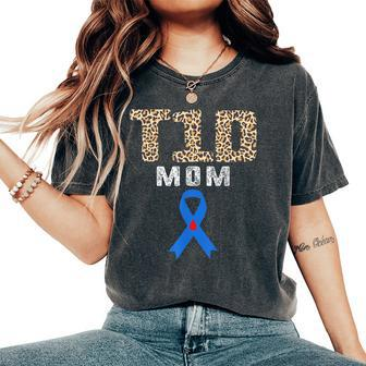 T1d Mom Diabetes Awareness Ribbon Insulin Mother Day Leopard Women's Oversized Comfort T-shirt | Mazezy