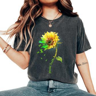 Mental Health Awareness Sunflower Green Ribbon For Men Women's Oversized Comfort T-shirt | Mazezy