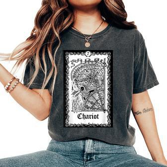 Tarot Card The Chariot Skull Goth Punk Magic Occult Tarot Women's Oversized Comfort T-Shirt | Mazezy