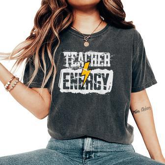 Teacher Energy Retro Elementary New Teacher Back To School Women's Oversized Comfort T-shirt | Mazezy