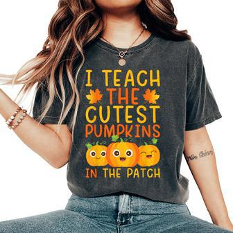 Teacher Halloween Pre-K Teacher Kindergarten Cutest Pumpkins Women's Oversized Comfort T-Shirt - Thegiftio UK
