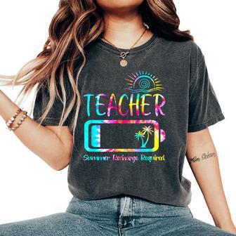 Teacher Summer Recharge Required Last Day School Tie Dye Women's Oversized Graphic Print Comfort T-shirt - Thegiftio UK