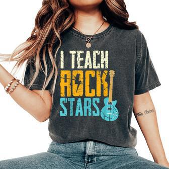 Teaching Rock Stars Rock'n Roll Music Teacher Women's Oversized Comfort T-Shirt | Mazezy