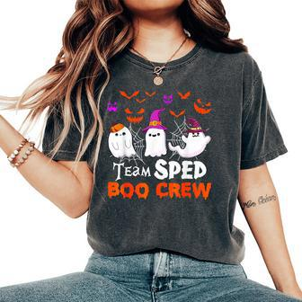 Team Sped Boo Crew Cute Ghost Halloween Costume Teacher Women's Oversized Comfort T-Shirt - Seseable