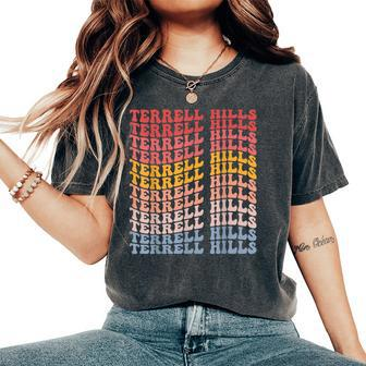 Terrell Hills City Groovy Retro Women's Oversized Comfort T-Shirt | Mazezy