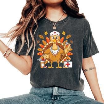 Thanksgiving Turkey Nurse Holiday Nursing Scrub Tops Women Women's Oversized Comfort T-Shirt - Seseable