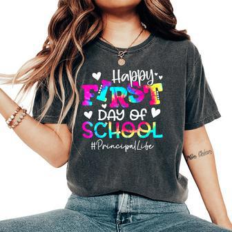 Tie Dye Principal Happy First Day Of School Teacher Women's Oversized Comfort T-Shirt - Seseable