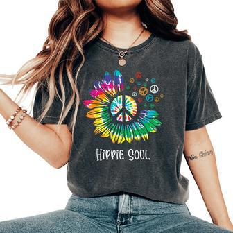 Tie Dye Sunflower Hippie Soul Hippy Peace Sign Daisy Flower Women's Oversized Graphic Print Comfort T-shirt