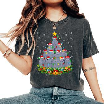 Ugly Christmas Sweater Day Hippo Christmas Tree Women's Oversized Comfort T-Shirt - Seseable