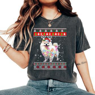 Ugly Sweater Christmas Pomeranian Dog Puppy Xmas Pajama Women's Oversized Comfort T-Shirt - Seseable