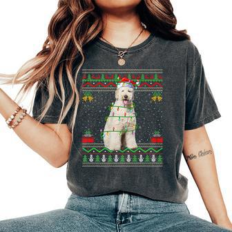 Ugly Xmas Sweater Style Santa Labradoodle Dog Christmas Women's Oversized Comfort T-Shirt - Seseable