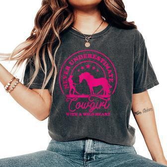 Never Underestimate Cowgirl Cute Vintage Western Country Women's Oversized Comfort T-Shirt - Thegiftio UK