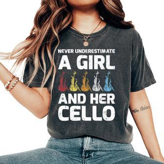 Never Underestimate A Girl And Her Cello Women's Oversized Comfort T-Shirt - Monsterry UK