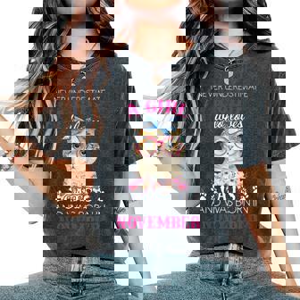 Never Underestimate A Girl Who Loves Cats Was Born November Women's Oversized Comfort T-Shirt - Seseable