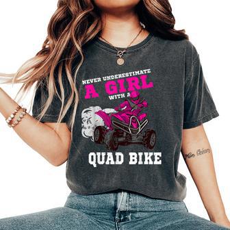 Never Underestimate A Girl With A Quad Bike Atv Women's Oversized Comfort T-Shirt - Thegiftio UK