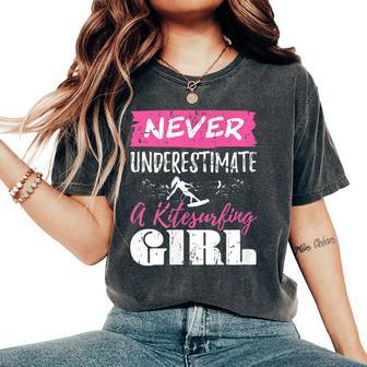 Never Underestimate A Kitesurfing Girl Surfing Women's Oversized Comfort T-Shirt - Thegiftio UK