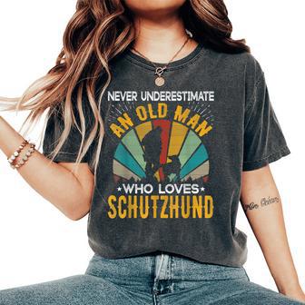 Never Underestimate An Old Woman Who Loves Schutzhund Women's Oversized Comfort T-Shirt - Thegiftio UK