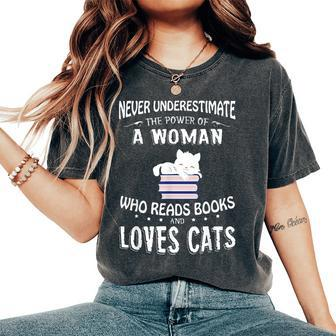 Never Underestimate The Power Of A Woman With A Book Reading Women's Oversized Comfort T-Shirt | Mazezy