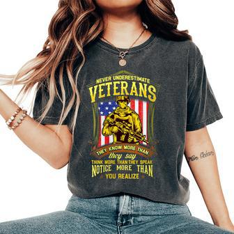 Never Underestimate A Veteran Military Women's Oversized Comfort T-Shirt - Seseable